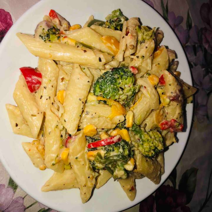 less oil white sauce cheesy pasta