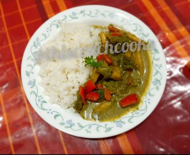 Thai green curry and rice