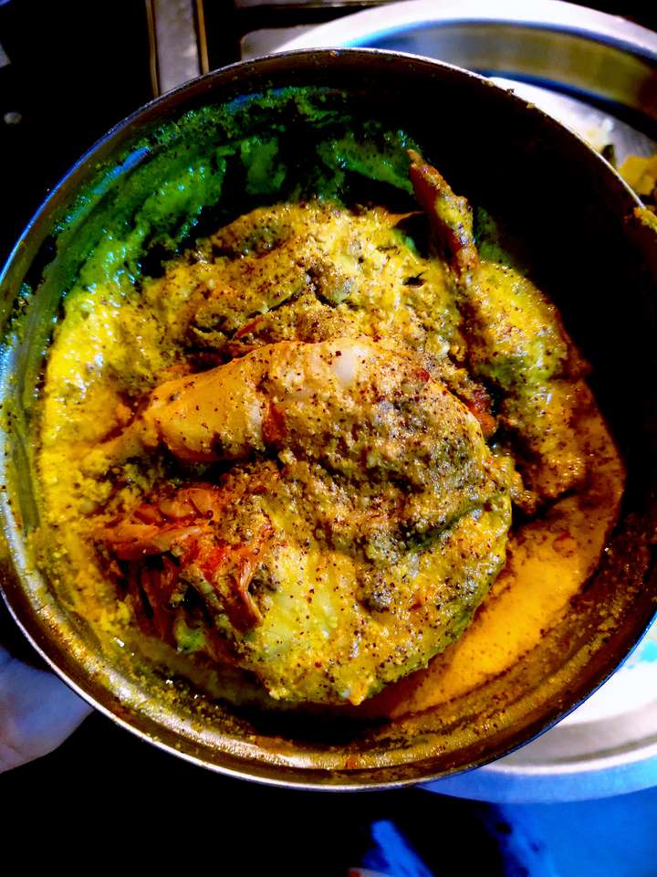 Steamed mustard prawn