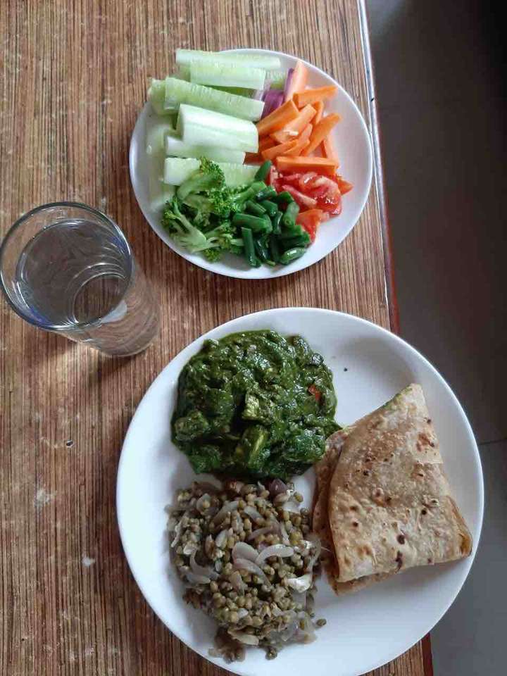 Palak paneer and mung daal