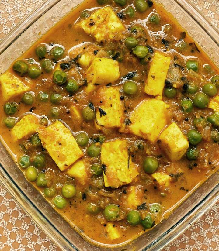 Matar Paneer Cooked in Coconut Milk