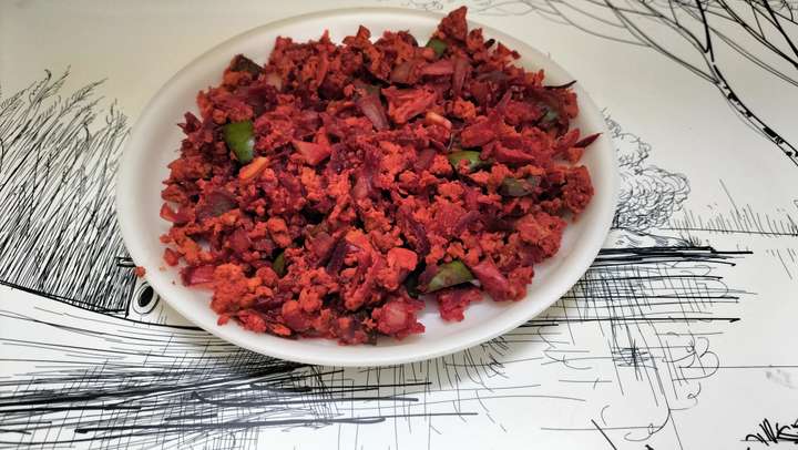 Beet root egg bhurji