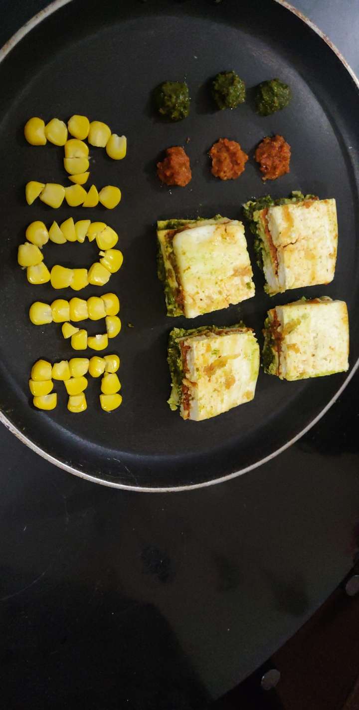 Layered Paneer Cubes