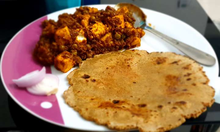 🌶 Dry Peas Paneer Masala with Soya Wheat Chapati 🌶 
