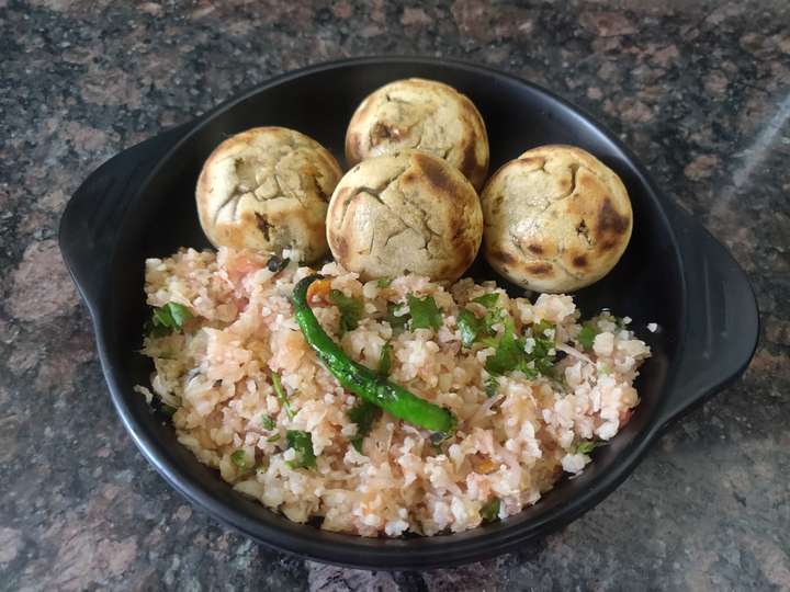Soyabean stuffed Liiti & Cauliflower Choka