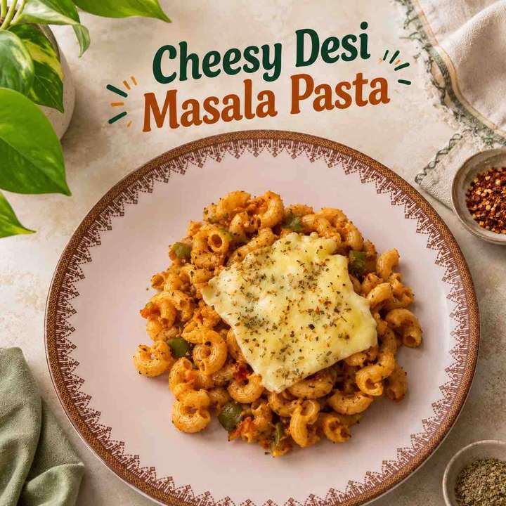 Cheesy Desi Masala Pasta