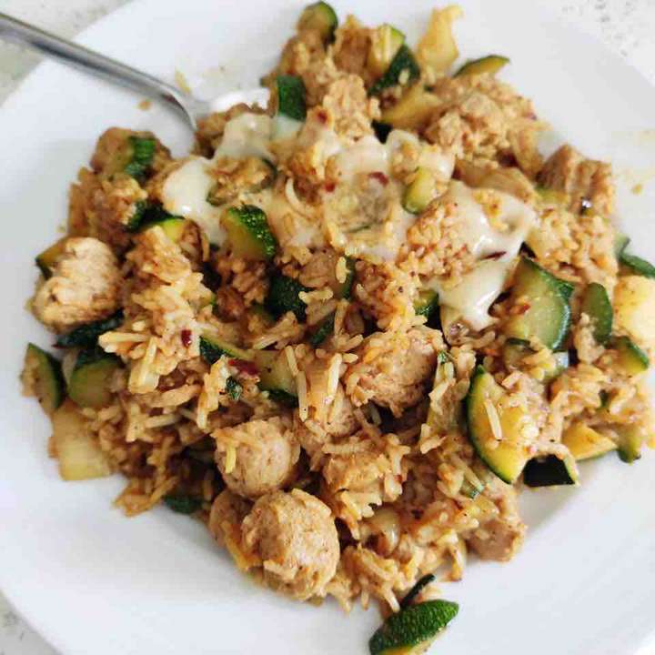 Cheesy Soy-Veggie Pulao