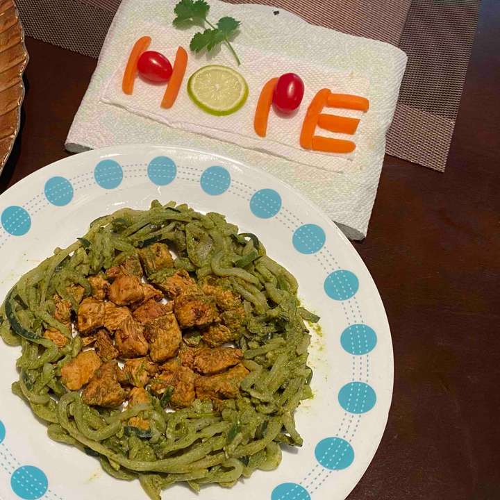 Corainder Garlic Chicken with Zucchini Noodles