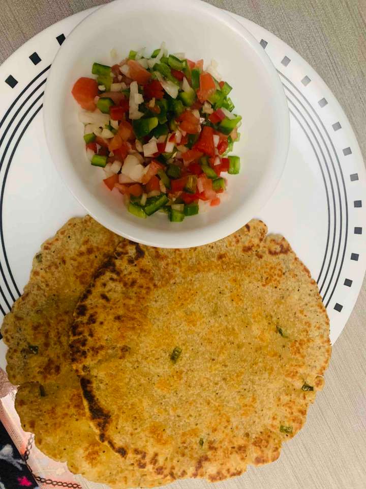 Paneer paratha and salad