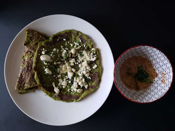 Green Dosa with Paneer stuffing