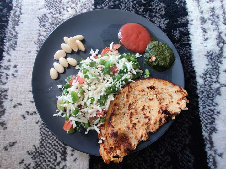 Soya flour cheela with paneer stuffing