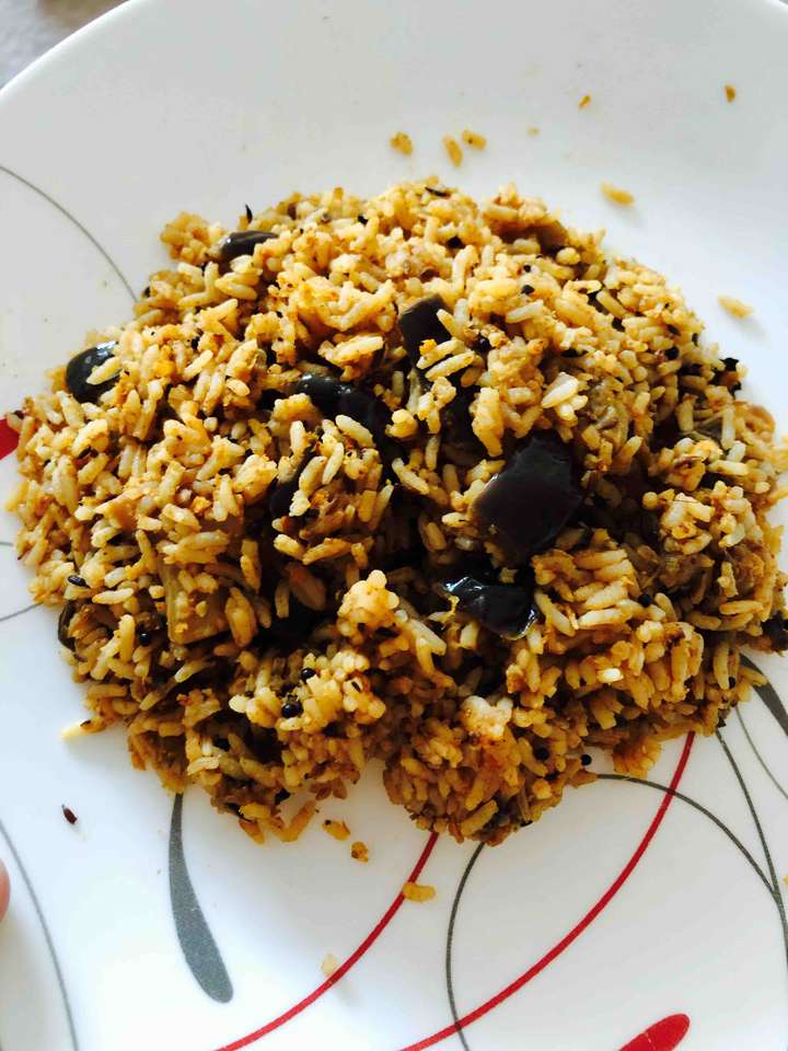vangi masala bath or eggplant rice 