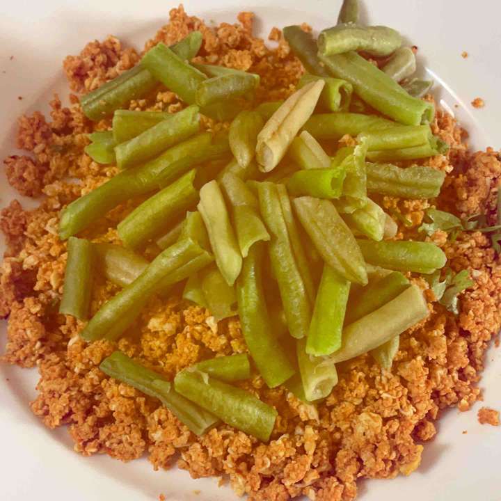 Oil Free egg bhurji with green beans 
