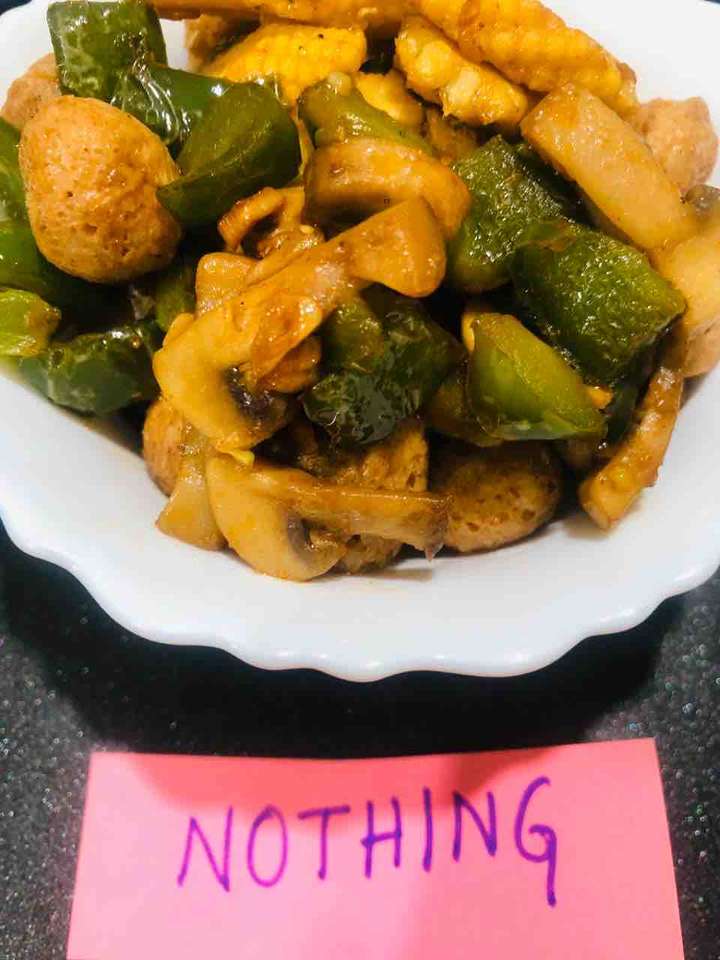 Babycorn-Soya Chunks Stirfry