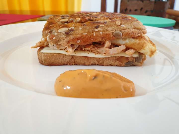 Shredded Chicken Egg Cheese Sandwich