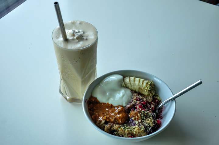 Protein Frappe and Steel cut oats :)