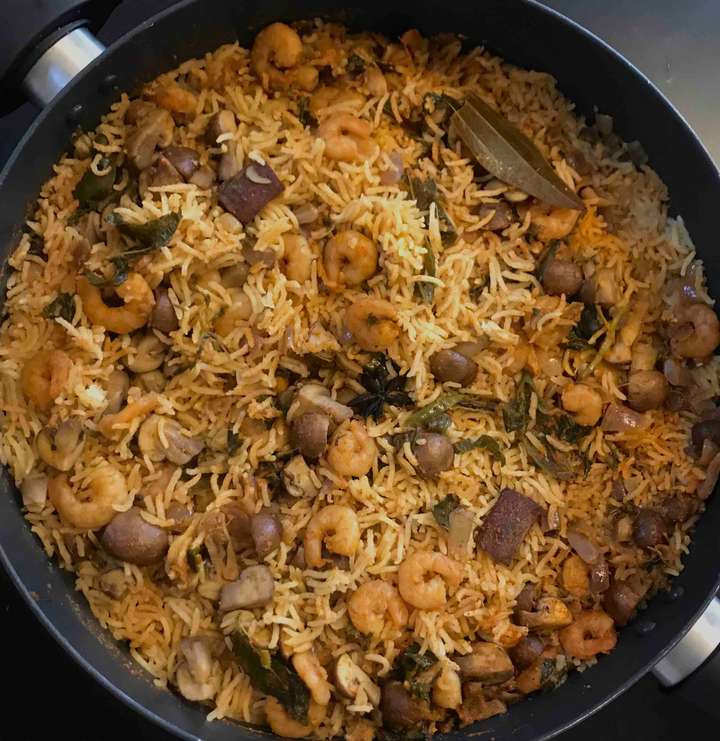 Prawn Mushroom Biryani