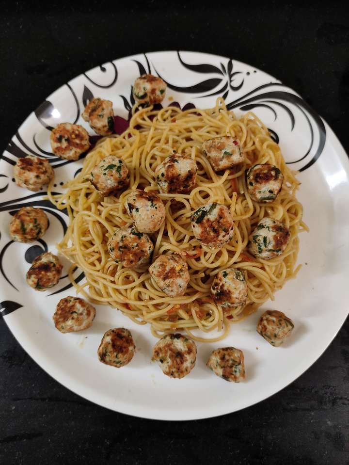 Desi Meatball Spaghetti