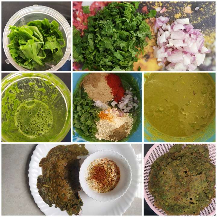 Spinach soya dosa