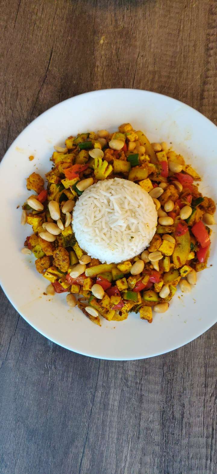 saute veggies with rice 