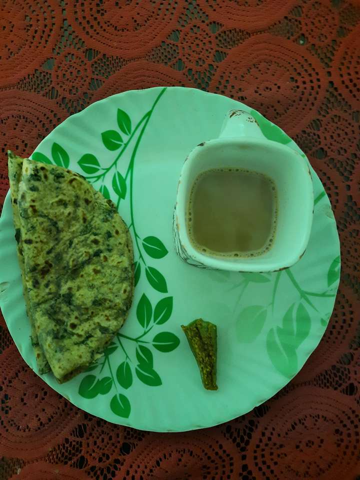 methi parantha with tea(with stevia)