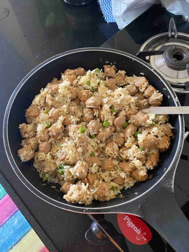 Pulav with high Protein(a tasty way of completing your nutrela dosage for the day)
