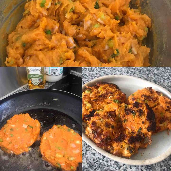 Sweet Potato Bacon Cakes