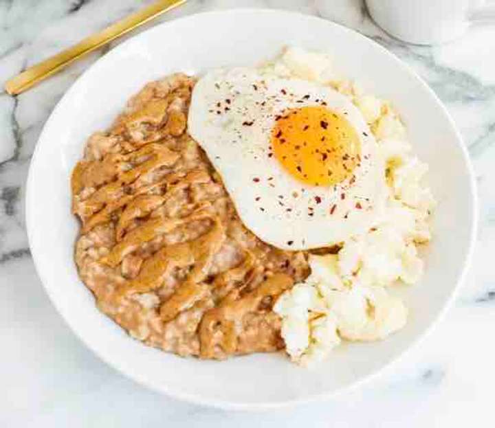 Sweet + Savoury Egg & Oatmeal Combo Bowl