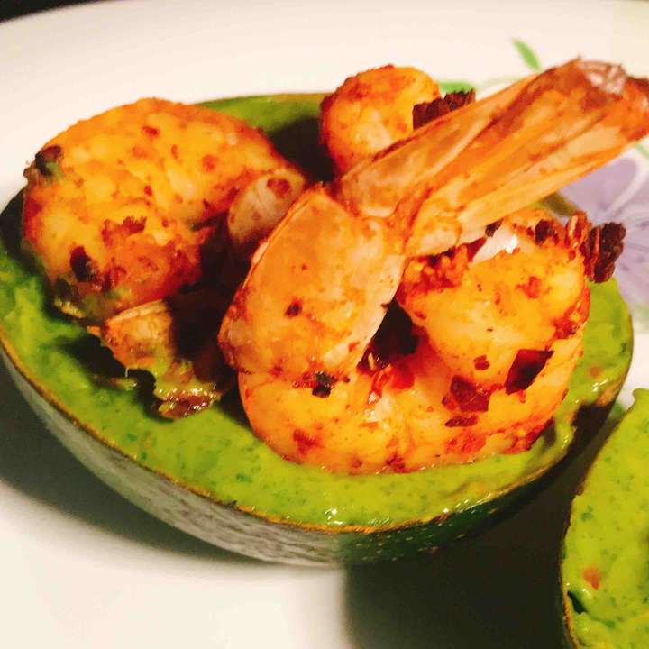 Prawn avocado and greens