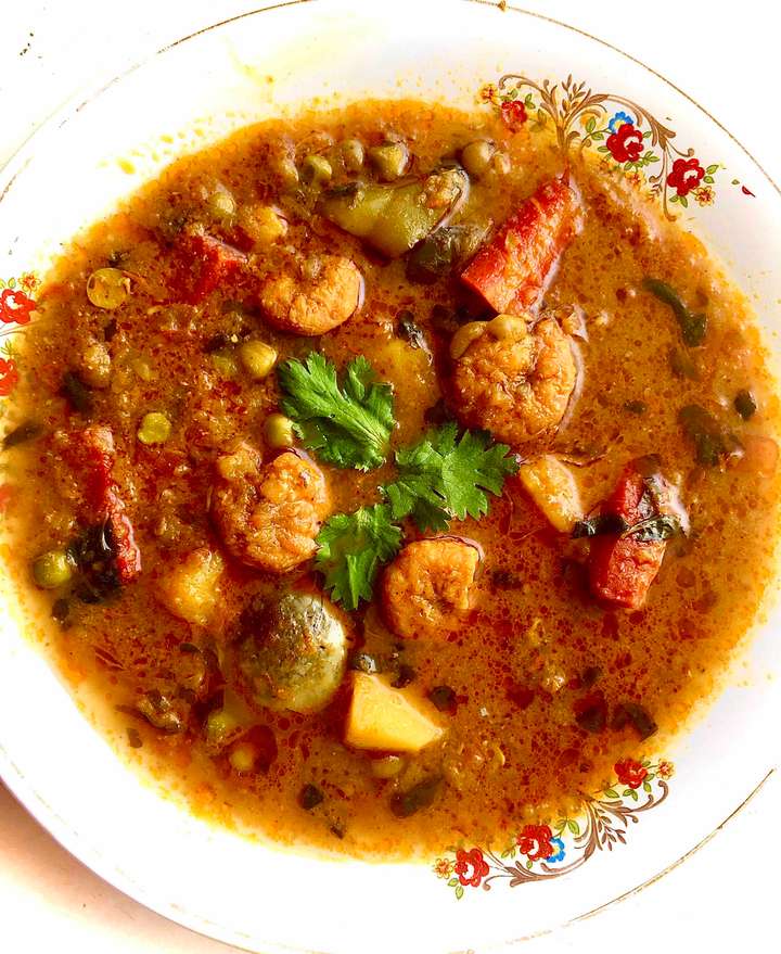Mixed veggies - prawns stew