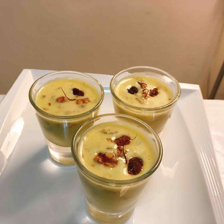 Deconstructed Gulab Jamun kheer 