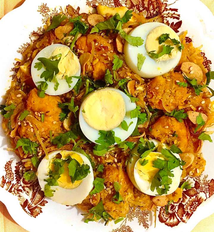 Prawns rich vermicelli stir fry