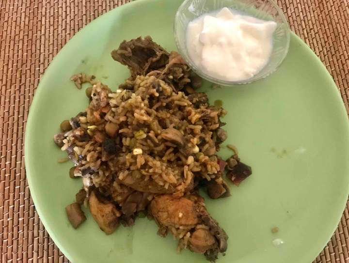 Mushroom chicken pulao