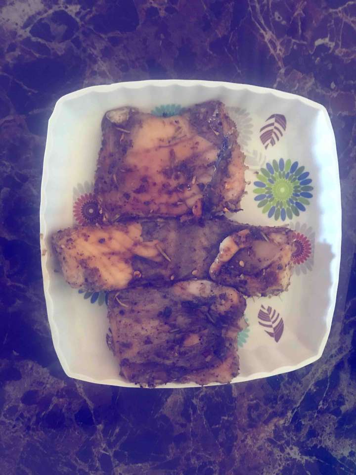 Zero oil Herb- Baked fish 