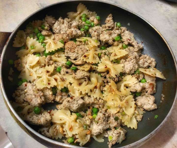 Farafelle chicken pasta. 