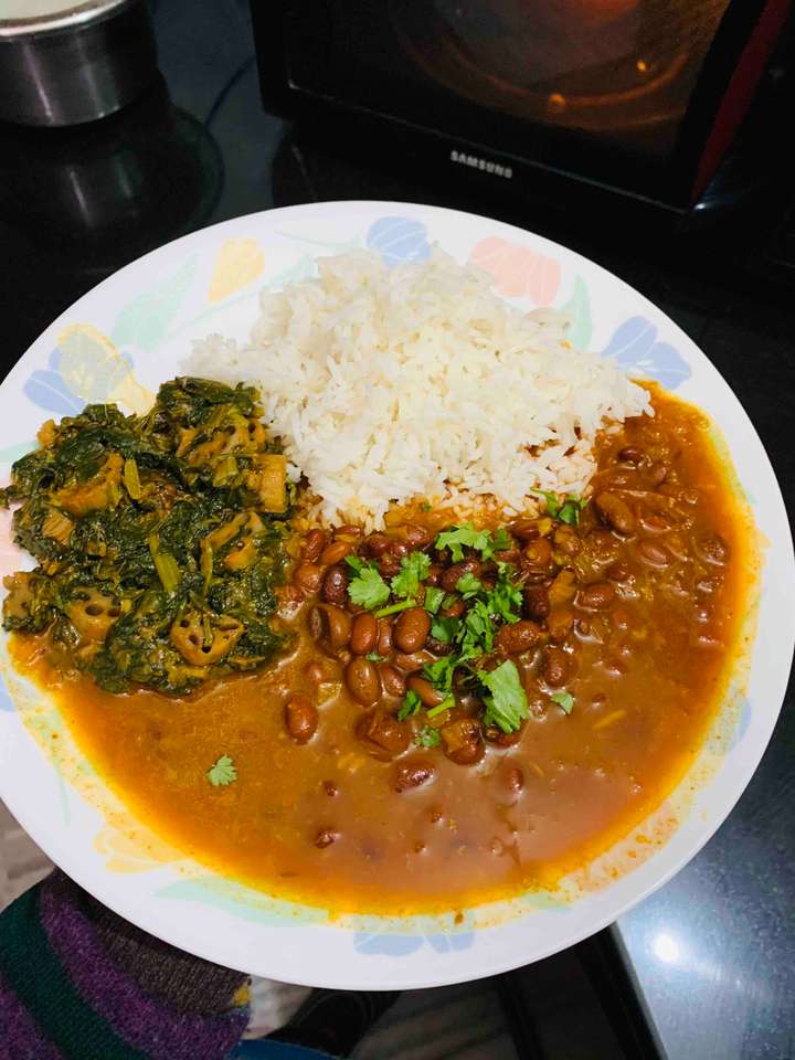 Rajma Rice and Palak nadru