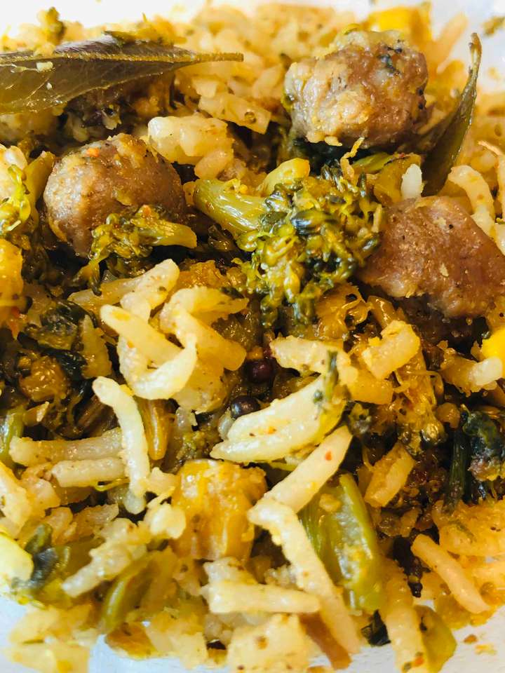 Soya broccoli veg pulav 