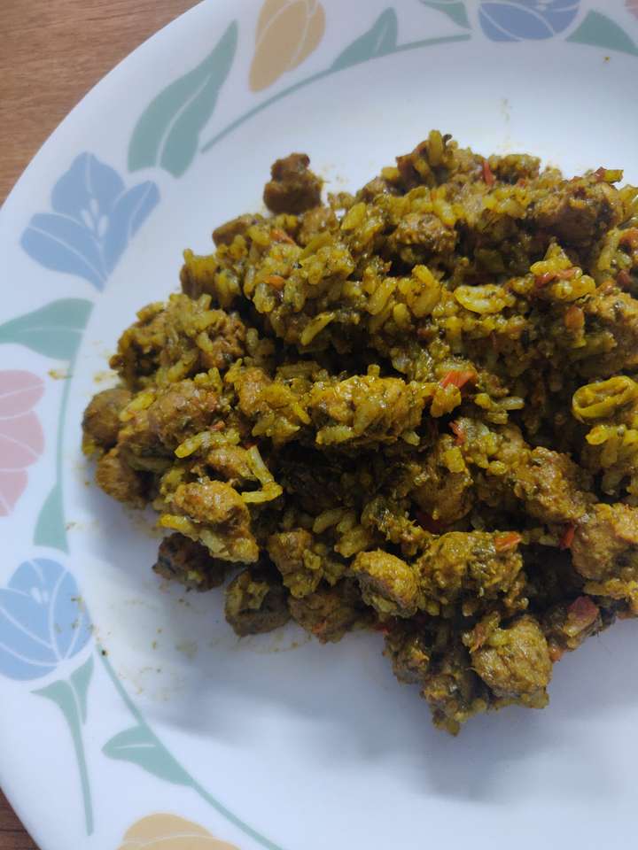 soya palak pulao(Navratri special)