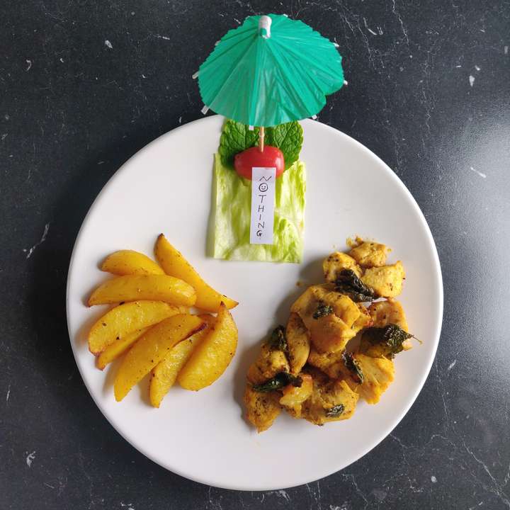 lemon mint chicken with potato wedges