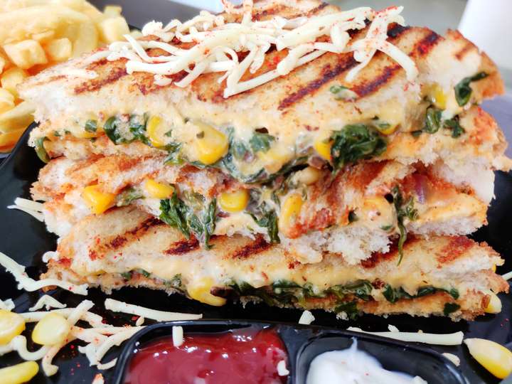 spinach corn sandwich