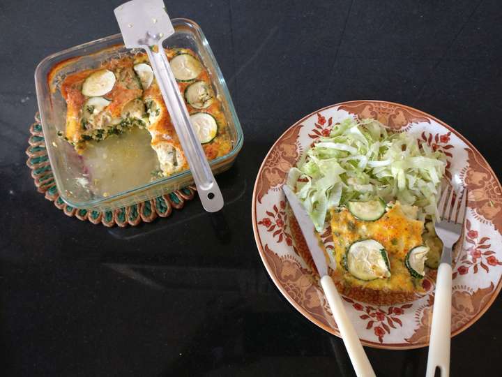 zucchini, spinach and chicken baked dish 