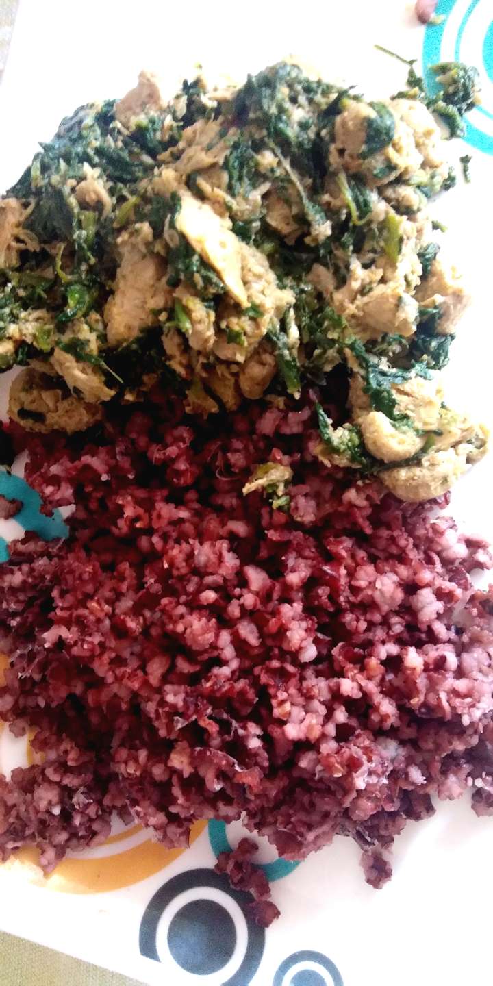 black rice with palak kheema