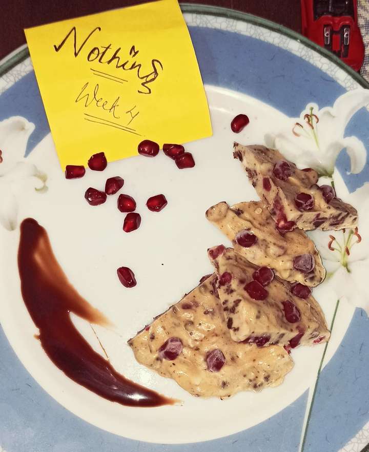 ##Yogurt Whey Pomogranate Bark
#Week 4
#Nothing
